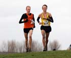 Dan Garbutt (Durham City)  and Jack Martin (Stockport) during the senior mens North Eastern Cross Country, Champs., Temple Park, South Shields. Photo: David T. Hewitson/Sports for All Pics